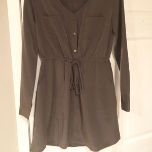 Olive Green Polyester Short Dress